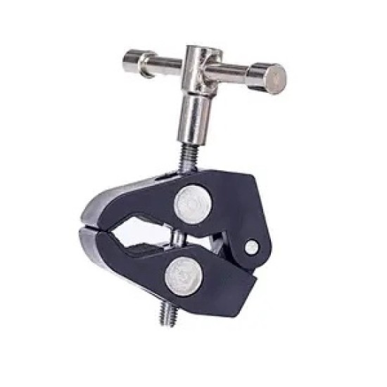 Clamping bracket for mounting accessories with 1/4 and 3/8 inch screw Clamping bracket for mounting accessories with 1/4 and 3/8 inch screw