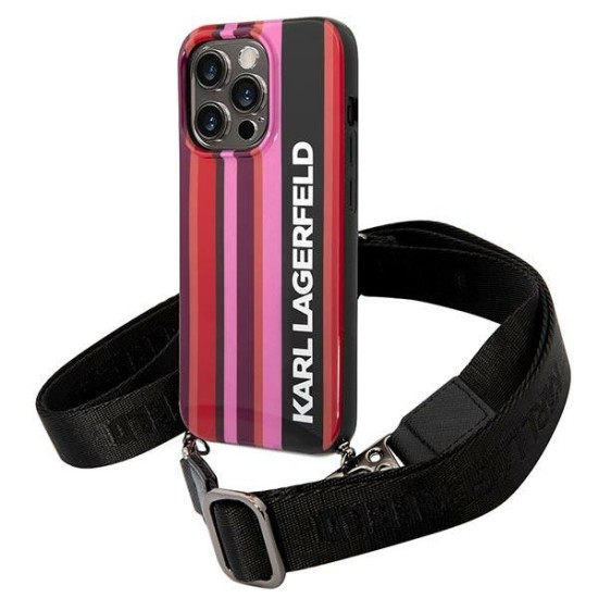 Karl Lagerfeld Color Stripes Strap Case for iPhone 14 Pro - Pink Karl Lagerfeld Color Stripes Strap Case for iPhone 14 Pro - Pink