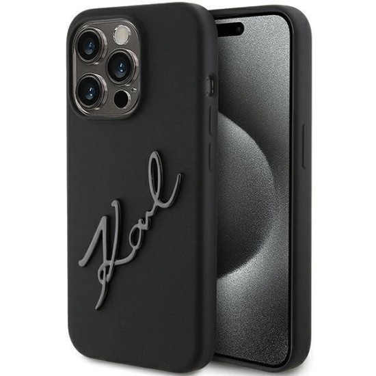 Karl Lagerfeld Silicone Karl Script case for iPhone 15 Pro - black Karl Lagerfeld Silicone Karl Script case for iPhone 15 Pro - black