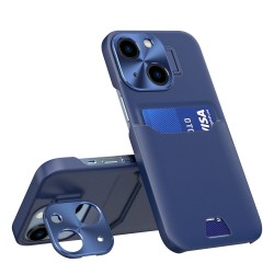 Leather Stand Case case for iPhone 14 Plus cover card wallet with stand blue Leather Stand Case case for iPhone 14 Plus cover card wallet with stand blue