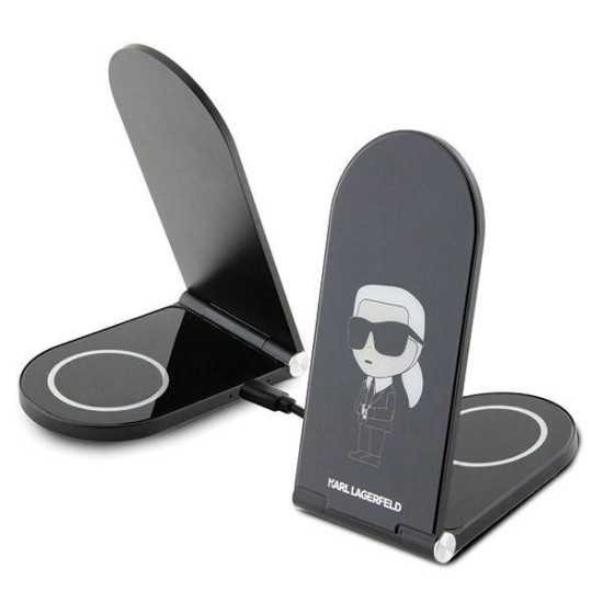 Karl Lagerfeld Ikonik MagSafe 15W inductive charger, foldable 2in1 - black Karl Lagerfeld Ikonik MagSafe 15W inductive charger, foldable 2in1 - black