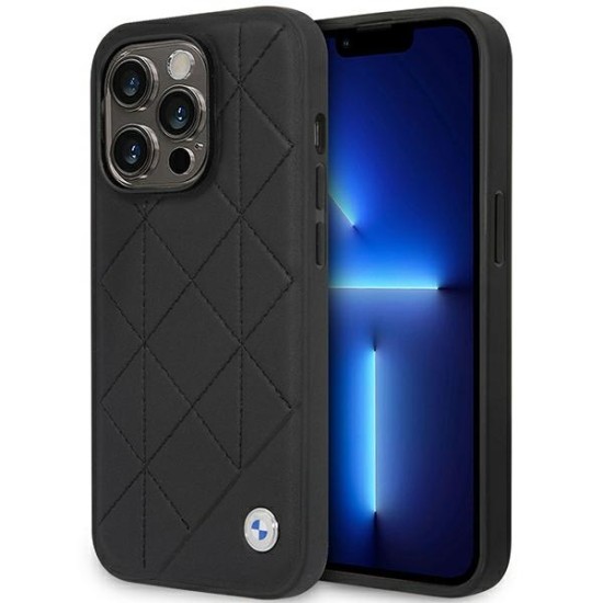 Case BMW BMHCP14L22RQDK iPhone 14 Pro 6.1" black/black Leather Quilted Case BMW BMHCP14L22RQDK iPhone 14 Pro 6.1" black/black Leather Quilted