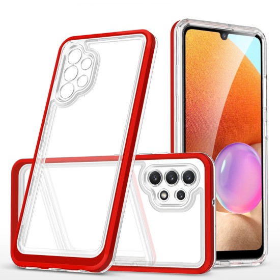 Clear 3in1 Case for Samsung Galaxy A72 4G Frame Gel Cover Red Clear 3in1 Case for Samsung Galaxy A72 4G Frame Gel Cover Red