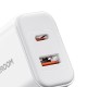 JOYROOM USB-A &amp; USB-C CHARGER + USB C CABLE 20W UK WHITE JR-TCF05