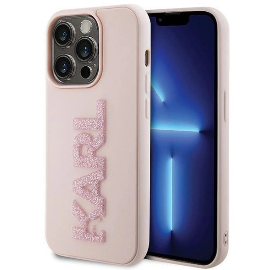 Karl Lagerfeld 3D Rubber Glitter Logo case for iPhone 15 Pro Max - pink Karl Lagerfeld 3D Rubber Glitter Logo case for iPhone 15 Pro Max - pink