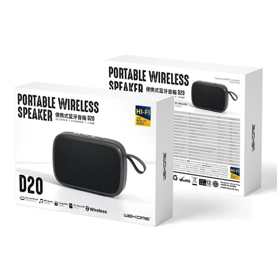 WK Design Portable Wireless Bluetooth 5.0 Speaker 3W Black D20