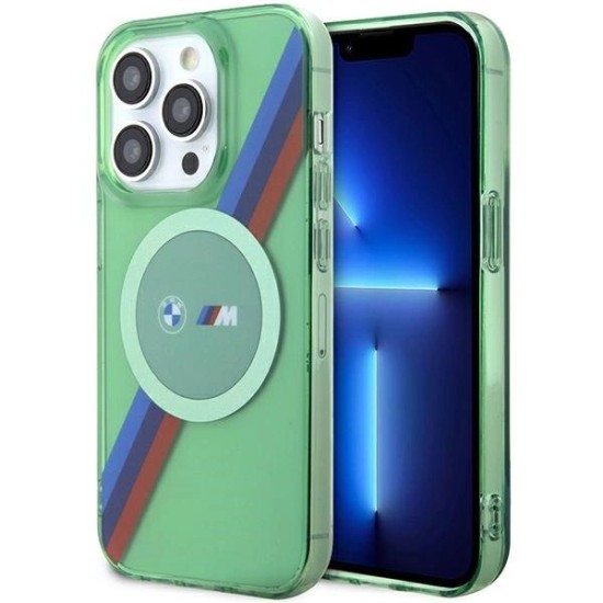 BMW M Tricolor Stripes MagSafe case for iPhone 15 Pro - green BMW M Tricolor Stripes MagSafe case for iPhone 15 Pro - green