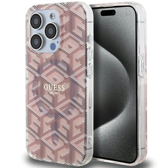 Guess IML GCube MagSafe case for iPhone 15 Pro Max - pink Guess IML GCube MagSafe case for iPhone 15 Pro Max - pink
