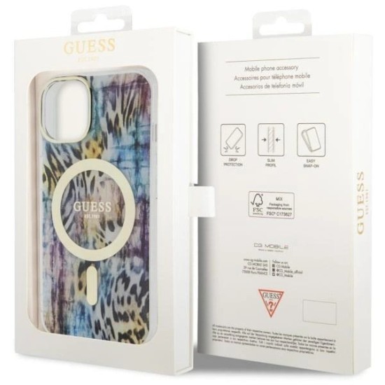 Guess Leopard MagSafe case for iPhone 14 - blue Guess Leopard MagSafe case for iPhone 14 - blue