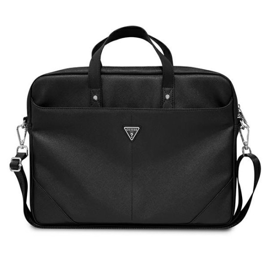Guess Saffiano Triangle Logo bag for a 16'' laptop - black Guess Saffiano Triangle Logo bag for a 16'' laptop - black