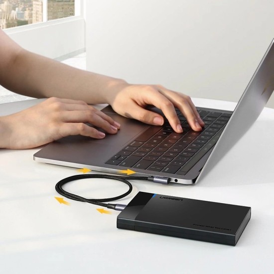 Ugreen US255 50123 USB-C (straight) / USB-C (angled) PD QC cable 60W 3A 1m - gray Ugreen US255 50123 USB-C (straight) / USB-C (angled) PD QC cable 60W 3A 1m - gray