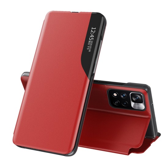 Eco Leather View Case Elegant Flip Cover with Stand Function Poco M4 Pro 5G Red Eco Leather View Case Elegant Flip Cover with Stand Function Poco M4 Pro 5G Red