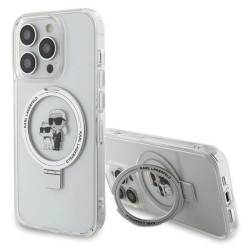 Karl Lagerfeld Ring Stand Karl&amp;Choupette MagSafe case for iPhone 13 Pro / 13 - white