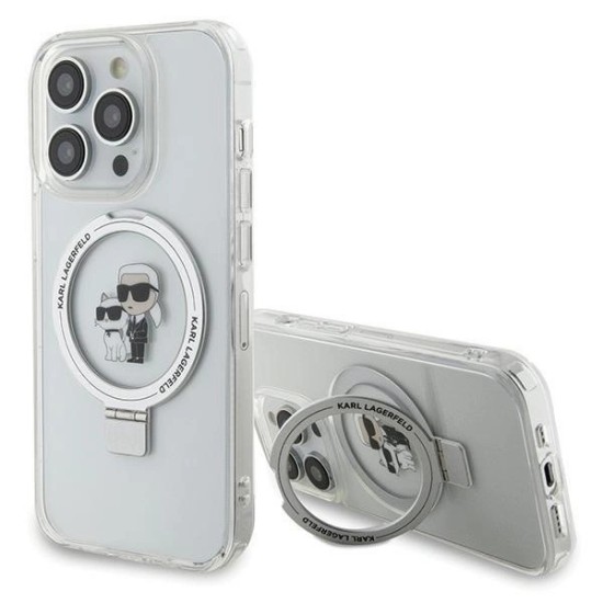 Karl Lagerfeld Ring Stand Karl&amp;Choupette MagSafe case for iPhone 13 Pro / 13 - white