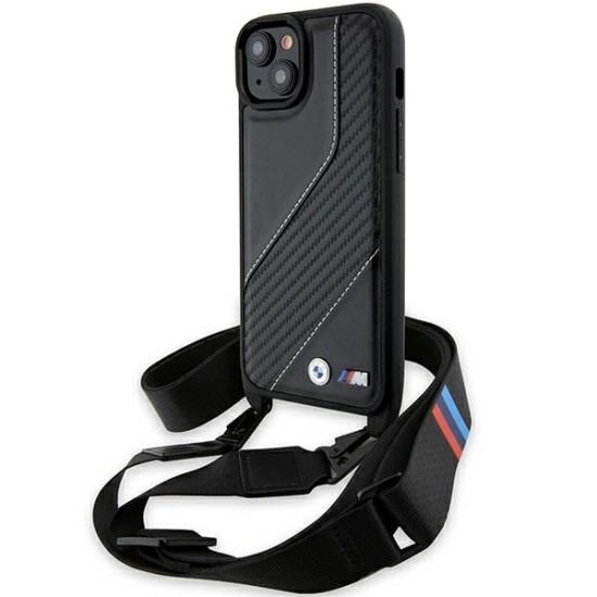 BMW M Edition Carbon Stripe & Strap case for iPhone 15 Plus / 14 Plus - black BMW M Edition Carbon Stripe & Strap case for iPhone 15 Plus / 14 Plus - black