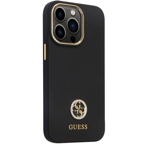 Guess GUHCP13LM4DGPK case for iPhone 13 Pro / 13 - black Silicone Logo Strass 4G Guess GUHCP13LM4DGPK case for iPhone 13 Pro / 13 - black Silicone Logo Strass 4G