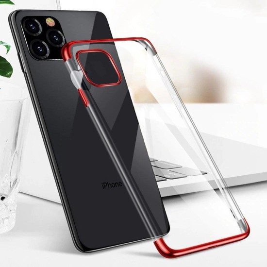 Clear Color case TPU gel cover with a metallic frame for Samsung Galaxy A13 5G red