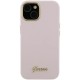 Guess Silicone Script Metal Logo &amp;amp; Frame case for iPhone 15 Pro Max - pink