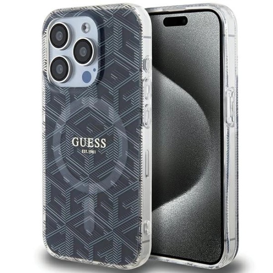 Guess IML GCube MagSafe case for iPhone 15 Pro Max - black Guess IML GCube MagSafe case for iPhone 15 Pro Max - black