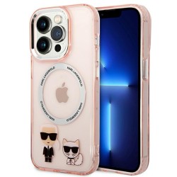 Karl Lagerfeld KLHMP14LHKCP iPhone 14 Pro 6.1" hardcase pink/pink Karl &amp;amp; Choupette Aluminum Magsafe