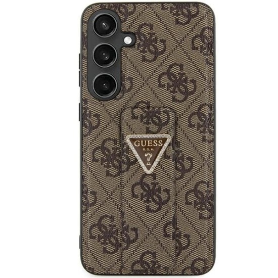 Guess Grip Stand 4G Triangle Strass Case for Samsung Galaxy S24 Ultra - Brown