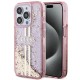 Guess Liquid Glitter Gold Stripes case for iPhone 15 Pro - pink Guess Liquid Glitter Gold Stripes case for iPhone 15 Pro - pink