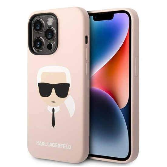 Karl Lagerfeld KLHMP14LSLKHLP iPhone 14 Pro 6.1 "hardcase light pink / light pink Silicone Karl`s Head Magsafe Karl Lagerfeld KLHMP14LSLKHLP iPhone 14 Pro 6.1 "hardcase light pink / light pink Silicone Karl`s Head Magsafe