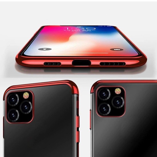 Clear Color case TPU gel cover with a metallic frame for Samsung Galaxy A13 5G red