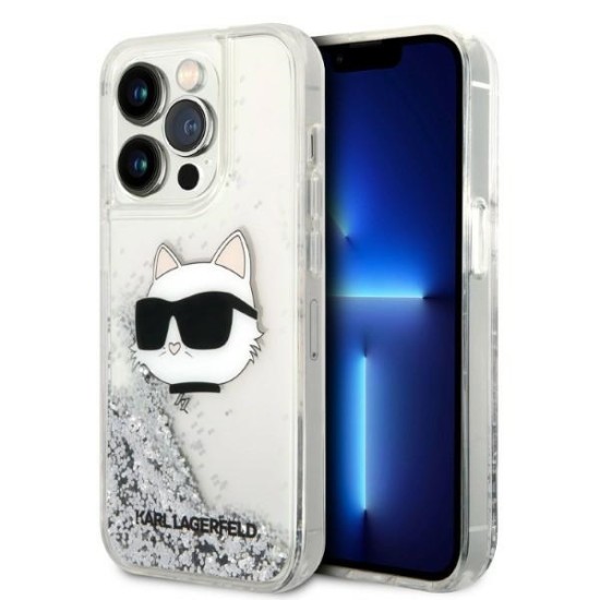 Karl Lagerfeld KLHCP14XLNHCS iPhone 14 Pro Max 6.7" silver/silver hardcase Glitter Choupette Head Karl Lagerfeld KLHCP14XLNHCS iPhone 14 Pro Max 6.7" silver/silver hardcase Glitter Choupette Head