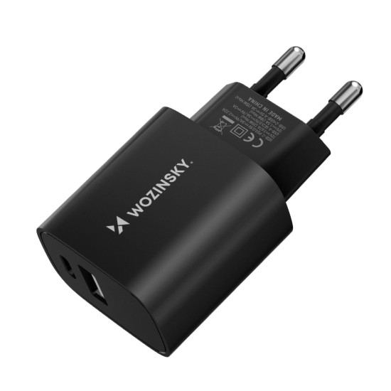 Wozinsky WGWCB USB-A USB-C 20W wall charger - black Wozinsky WGWCB USB-A USB-C 20W wall charger - black