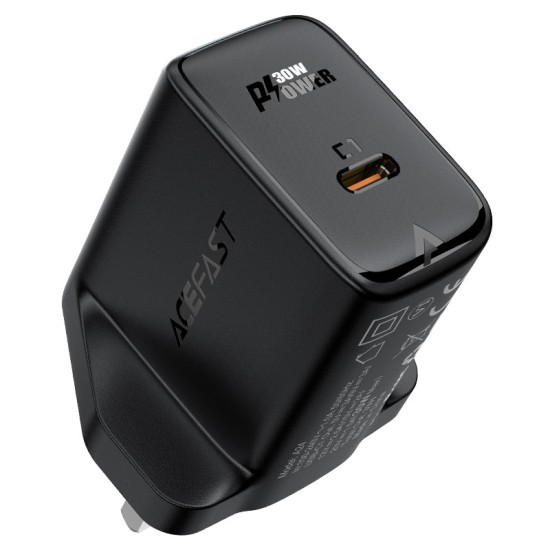 Acefast GaN charger A24 UK - USB Type C 30W, Power Delivery, PPS, Q3 3.0, AFC, FCP black Acefast GaN charger A24 UK - USB Type C 30W, Power Delivery, PPS, Q3 3.0, AFC, FCP black