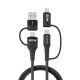 Wozinsky WNBAA 4in1 cable 2x USB-C 1x USB-A 1x Lightning 60W 1 m - black Wozinsky WNBAA 4in1 cable 2x USB-C 1x USB-A 1x Lightning 60W 1 m - black