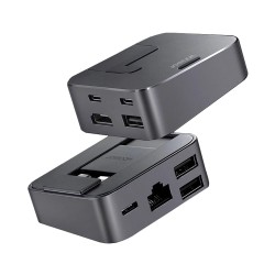 Hub Joyroom S-H121 USB-C stand - USB-A 3.0 / RJ45 / HDMI / USB-C / Thunderbolt for MacBook Pro - gray
