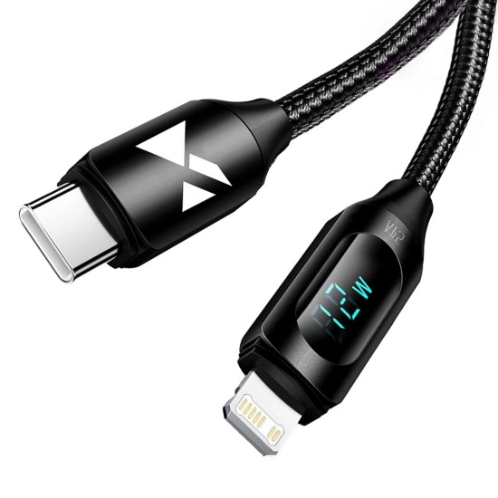 USB-A Cable - Lightning Wozinsky WUALC2 with LED Display 2.4A 2m - Black USB-A Cable - Lightning Wozinsky WUALC2 with LED Display 2.4A 2m - Black