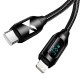 Wozinsky WUCLC2 Lightning - USB-C 36W 480Mb/s cable 2m with display - black Wozinsky WUCLC2 Lightning - USB-C 36W 480Mb/s cable 2m with display - black