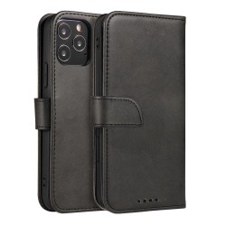 Magnet Case elegant case case cover with a flap and stand function for Motorola Moto E32 black