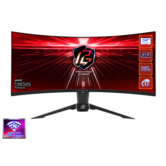 ASROCK 34'' CURVED GAMING MONITOR WQHD WI-FI 01MS 165Hz PG34WQ15R2B