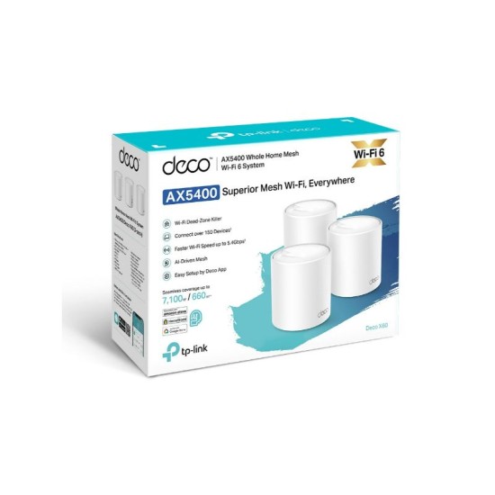 Tp-Link AX5400 Whole Home Mesh Wi-Fi 6 System (3-pack Deco X60) Tp-Link AX5400 Whole Home Mesh Wi-Fi 6 System (3-pack Deco X60)