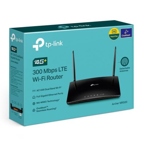 Tp-Link 4G+ Cat6 AC1200 Wireless Dual Band Gigabit Router (Archer MR500) Tp-Link 4G+ Cat6 AC1200 Wireless Dual Band Gigabit Router (Archer MR500)