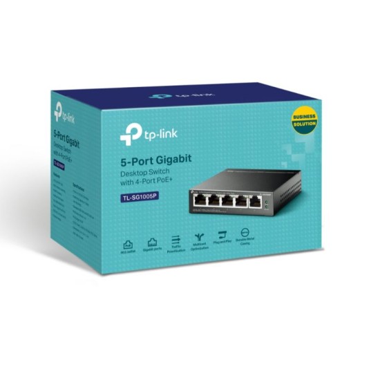 Tp-Link 5-Port Gigabit Desktop Switch with 4-Port PoE+(TL-SG1005P) Tp-Link 5-Port Gigabit Desktop Switch with 4-Port PoE+(TL-SG1005P)