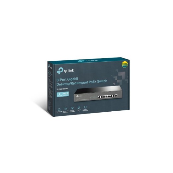 Tp-Link 8-Port Gigabit Desktop/Rackmount Switch with 8-Port PoE+ (TL- SG1008MP)