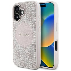 Guess 4G Circle Classic Logo MagSafe iPhone 16 Case - Pink