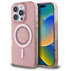 Guess IML Rhinestones MagSafe iPhone 16 Pro Max Case - Pink Guess IML Rhinestones MagSafe iPhone 16 Pro Max Case - Pink