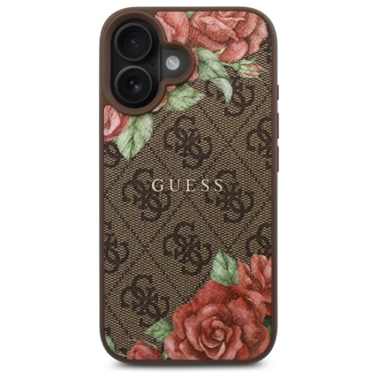 Guess GUHMP16SP4ROPEMCW iPhone 16 6.1" brown/brown hardcase 4G Flowers Print MagSafe Guess GUHMP16SP4ROPEMCW iPhone 16 6.1" brown/brown hardcase 4G Flowers Print MagSafe