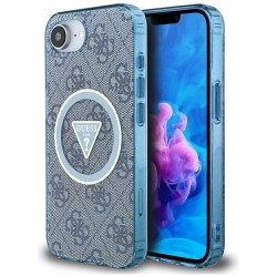 Guess IML Metal Glitter 4G Circle Triangle MagSafe Case for iPhone 16e - Blue Guess IML Metal Glitter 4G Circle Triangle MagSafe Case for iPhone 16e - Blue