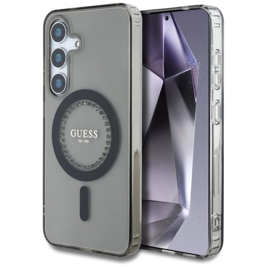 Guess Rhinestones Printed Classic Logo MagSafe Samsung Galaxy S25 case black