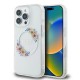 Guess IML Flowers Wreath MagSafe Case for iPhone 16 Pro - Clear