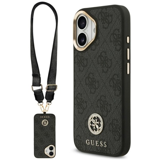 Guess 4G Strass Logo &amp;amp; Big Strap Metal Buttons MagSafe Case for iPhone 17 - Black