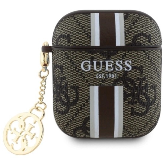 Guess GUA2P4RPSW AirPods 1/2 cover brown/brown 4G Printed Stripes Charm Guess GUA2P4RPSW AirPods 1/2 cover brown/brown 4G Printed Stripes Charm