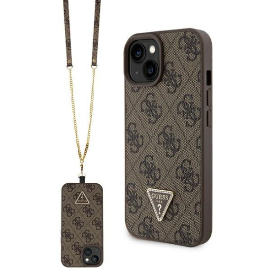 Guess GUHCP15MP4TDSCPW iPhone 15 Plus 6.7" brown/brown hardcase Crossbody 4G Metal Logo Guess GUHCP15MP4TDSCPW iPhone 15 Plus 6.7" brown/brown hardcase Crossbody 4G Metal Logo